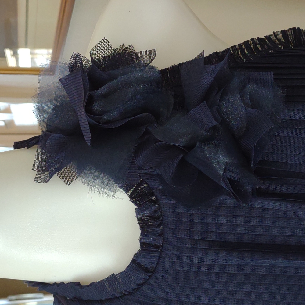 Js Collections Navy Pleated & Ruffled Halter Gown… - image 8